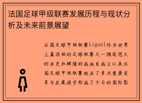 法国足球甲级联赛发展历程与现状分析及未来前景展望